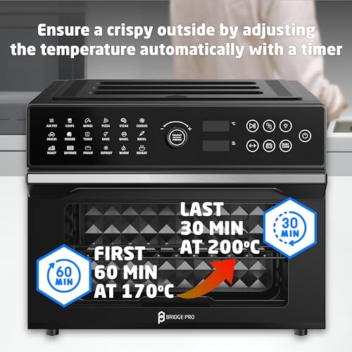 30 Litre Air Fryer Oven 1800W with Rotisserie Accessory Set - Extra Large Air Fryer for Family, 20 in 1 Dual Cook, Smart Dial, 360° Hot Air Circulation, Time & Temp Control, Fast Cooking - Image 4