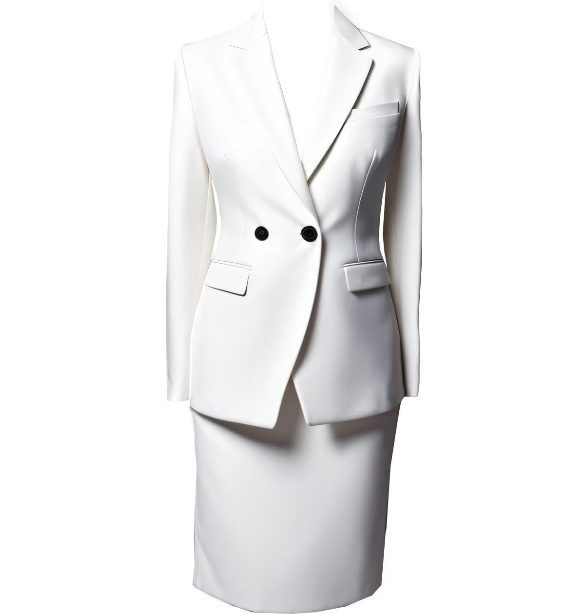 Womens Business Suit 2 Pieces Solid Blazer Jacket and Skirt Set for Office Work