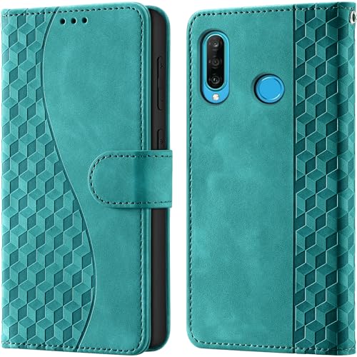 Flip Wallet Case For Huawei P30 Lite PU Leather Turquoise