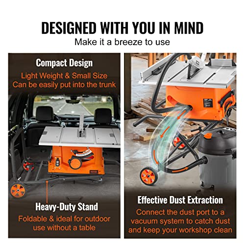 VEVOR 10-inch 15-Amp Table Saw
