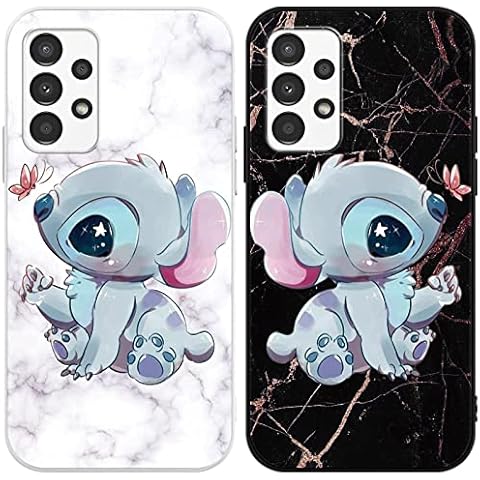 Omyzo [2 pieces] Stitch Case Compatible with Samsung Galaxy A13 4G Case 6,6",Cartoon Cute Character Design Anime Cases Fun Unique Kawaii Patten Shockproof Soft TPU Bumper Protective Cover Black Cover