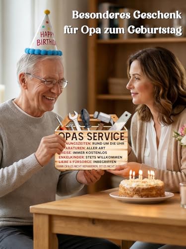 Bester Opa Geschenk - OPAS Service Holzschild, Vatertagsgeschenk für Opa - Lustige Geschenke zum Geburtstag, Vatertag, Weihnachten & Ostern