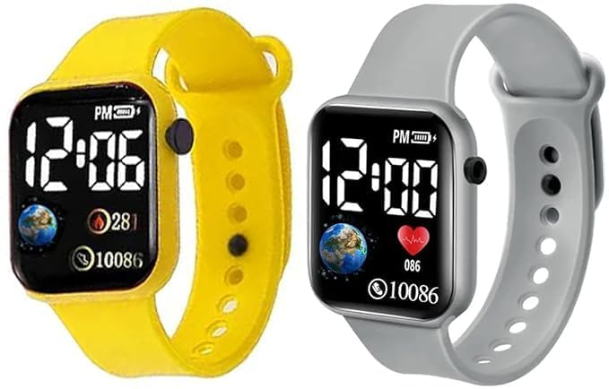 ZOVUTA Square Shape Dial Colorful Smart Looking Digital led Combo Watch for Kids Boys & Girls-Fully Waterproof Sportswatch Display-Date & Time Function Only(for Age 4-15 Years)(Yellow, Grey) (B0D9BYNMBF) Amazon Price History, Amazon Price Tracker