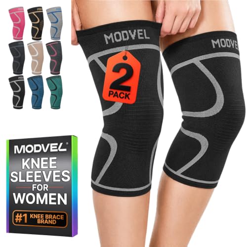 Image of Modvel 2 Pack Knee Brace for Women - Knee Support for Walking, Knee Compression Sleeves for Pain Relief, Knee Sleeves for Women, Knee Brace for Sports, Workouts & Arthritis