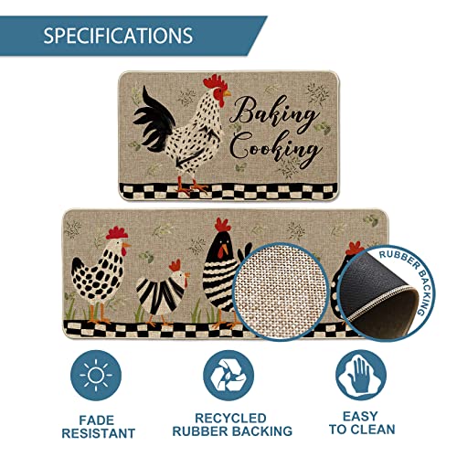Artoid Mode Chicken Rooster Kitchen Mat Set #TOP29