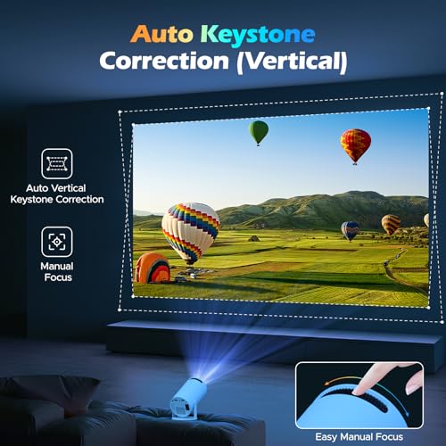 Image of Mini Projector with WiFi and Bluetooth, 4K Projector, 270 Rotatable Portable Projector for Bedroom, 130'' Display Smart Projector Home Theater Compatible with iPhone /TV Stick /HDMI /USB /Laptop