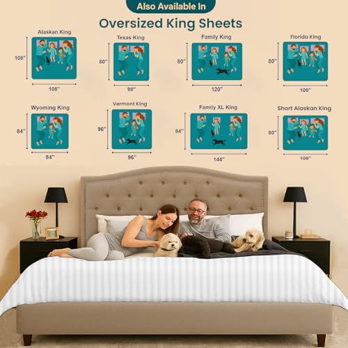 Image of SGI 108 inchx80 inch 4 Pc Florida King Sheet Set 600 TC 18 inch Deep, White Stripe