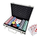 Veeteah Poker-Chip-Set mit Koffer - Ohne Nennwert Party-Utensilien - Poker-Kartenspiel-Set | Für Spieler, Spiele-Enthusiasten, Sammler, Eventplaner, Männer, Frauen, Erwachsene, Zuhause, Reisen,