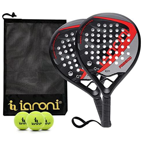 Image of Padel Racket Carbon Fiber Surface with EVA Memory Flex Foam Core Padel Tennis Racquets Lightweight (8300-red-2pcs)