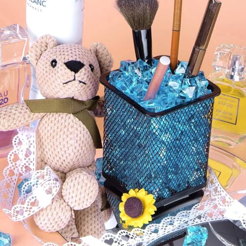 VEOIRXU 500 Stück Klare Eeiswürfel, Acrylique Eiswürfel, Deko Diamanten, Klare Edelsteine, Wiederverwendbar Deko Steine Kristall zur Dekoration, Zubehör, Hochzeit, Party, Aquarien, Vasen (5x7mm, Blau)