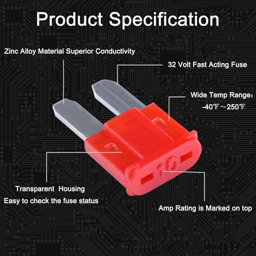 Image of KMH 10A Micro2 Fuse Kit Automotive Blade Fuses Kit for Car, Truck, RV, Boat, Motorcycle and Marine Vehicles |Circuit Breaker Protection Electronic Fuses Holder Safe Power Distribution, Pack of 10