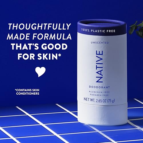 native plastic free deodorant contains naturally derived ingredients 72 hour odor control  deodorant for women and men aluminum free with baking soda coconut oil and shea butter  unscented