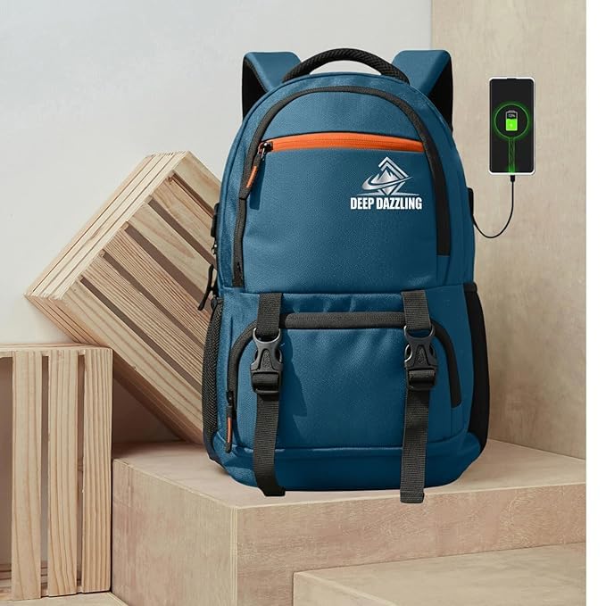 Image of Large 40L Laptop Backpack For Men & Women With Bottle Pocket | Padded Shoulder Straps, Multi Compartments | Travel & College Bag | Water-Repellent,