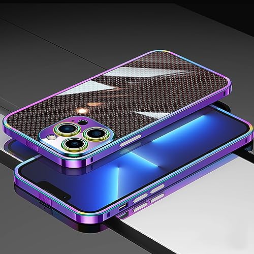 Coque iPhone 13 antichoc en aluminium avec protecteur de caméra et fibre de carbone