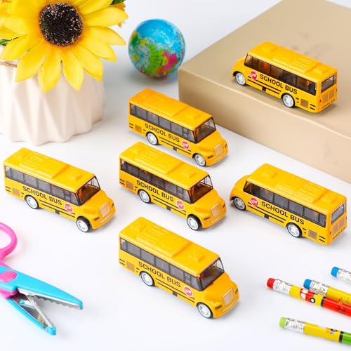 image for RoundFunny 12 Pcs Mini Yellow School Bus Toys for Toddlers Back to Sch