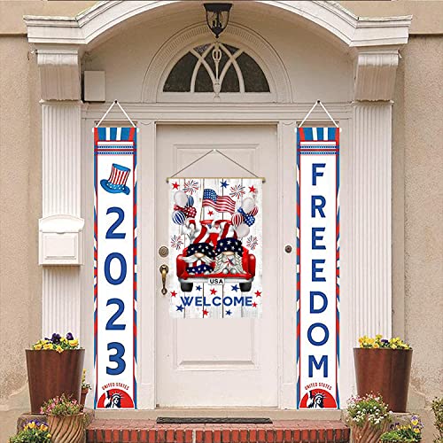Surfapans 4Th Of July House Flag 28X40 Inch Double Sided Burlap Outside Welcome Patriotic Veterans Memorial Day American Gnome Truck Outdoor Large Yard Porch Seasonal Holiday Flags Decoration #TOP2