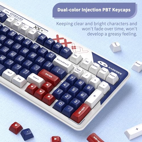 Image of MageGee Wireless Mechanical Keyboard,Cloud98 RGB Backlight Triple Mode 2.4GHz /BT /USB-C Wired Gaming Keyboard,Gasket Mounted PBT Material 98 Keys Hot-Swappable Keyboard - Cloud Sea /LvoryWhite Switch