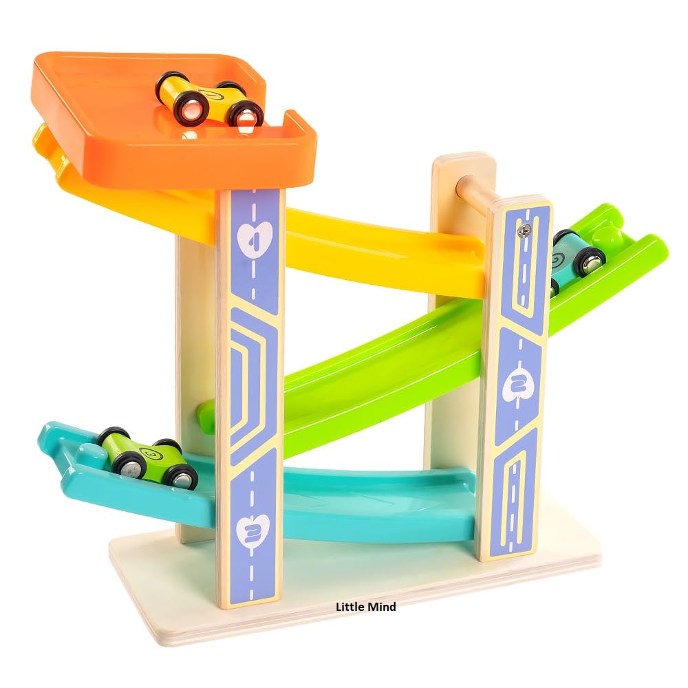 Toddler Toys Wooden Race Track Car Ramp Toy Gift for 1 2 3 Year Old Boy