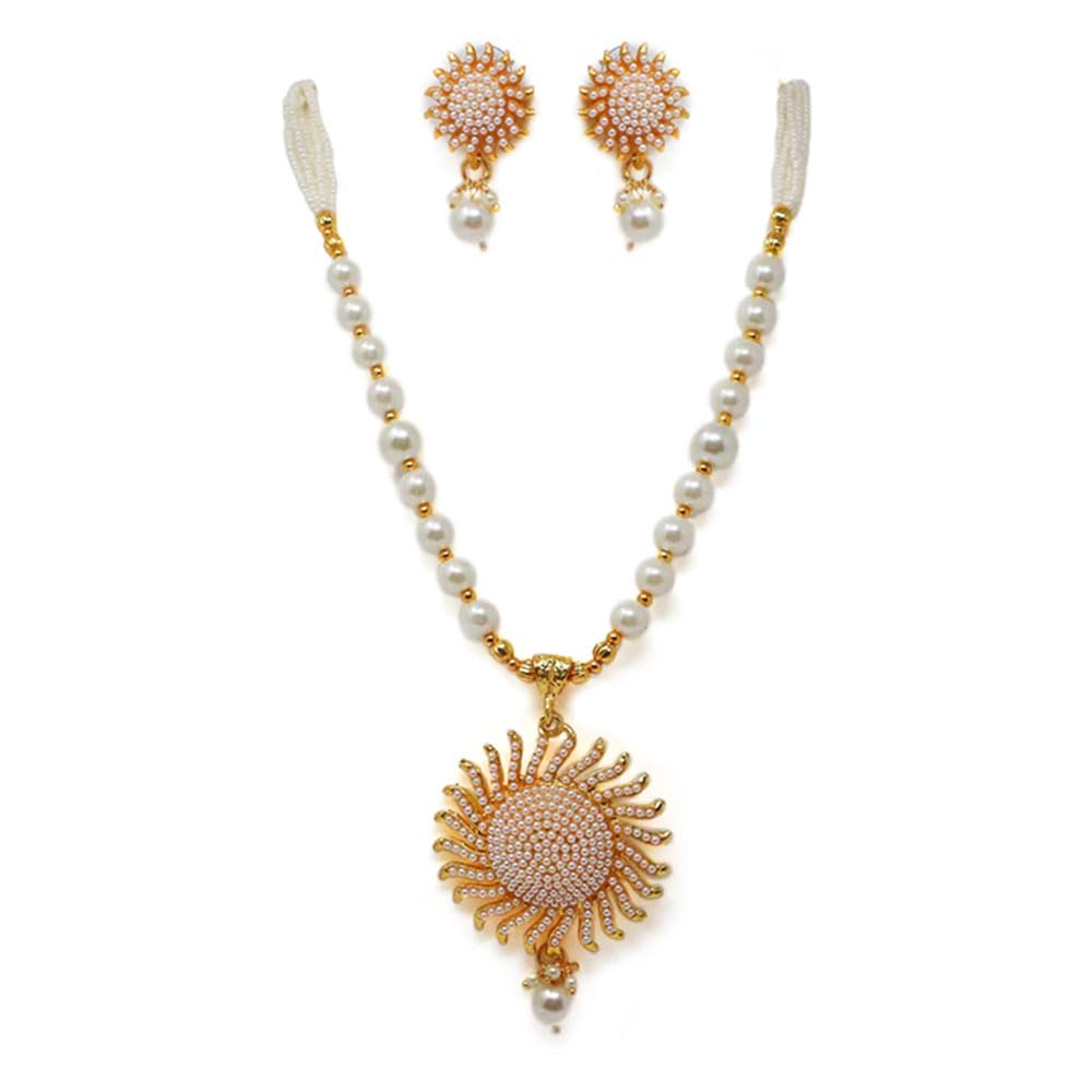 Priyashyam Traders Gold Toned Moti Mala Necklace Set for Women & Girls | Gold Plated Pearl Beaded Necklace & Beads Earrings Set (B0DGFH17HV) Amazon Price History, Amazon Price Tracker