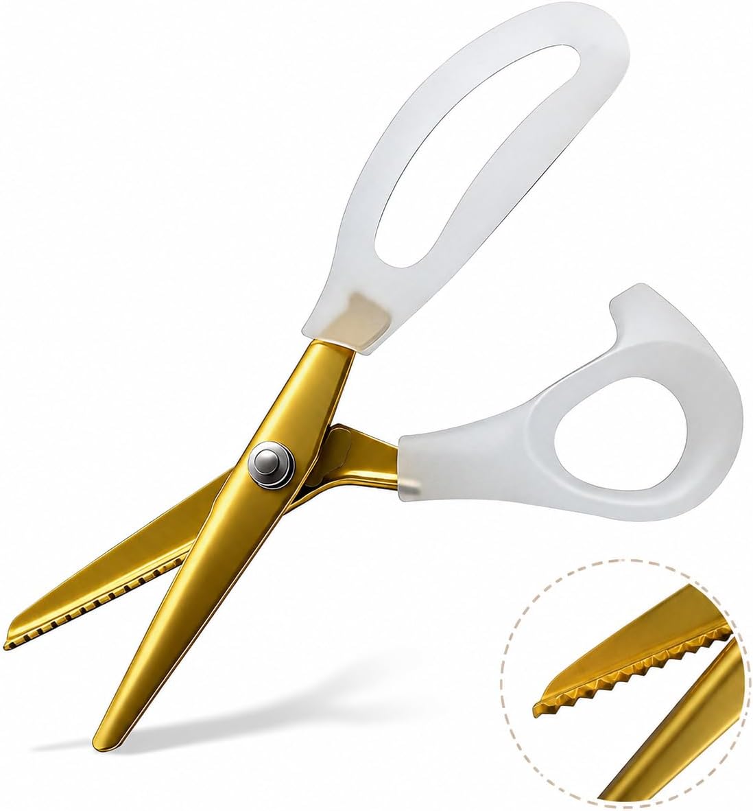 Premium Gold Pinking Shears for Fabric, lyfLux 9" Professional Stainless Steel Zig Zag Scissors with 5mm Triangular Teeth, Decorative Edge Scissors for Sewing, Crafting & Leather