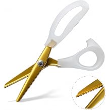 Premium Gold Pinking Shears for Fabric, lyfLux 9" Professional Stainless Steel Zig Zag Scissors with 5mm Triangular Teeth, Decorative Edge Scissors for Sewing, Crafting & Leather
