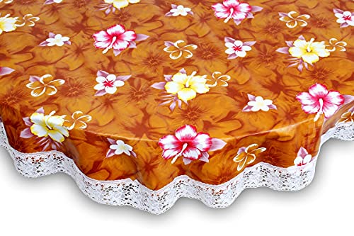 Image of The Furnishing Tree Round Shape 8 Seater Table Cover WxL 90x90 inches with White Border lace