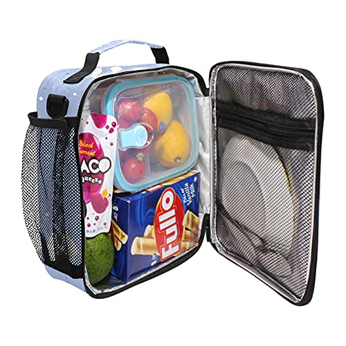 Zoeo Girls Mermaid Unicorn Lunch Box Blue Magic Horse Kids Lunch Bag For Teens Snacks Insulated Cooler Tote Ice Pack Freezable, Fits Bento Boxes, External Bottle Holder #TOP3