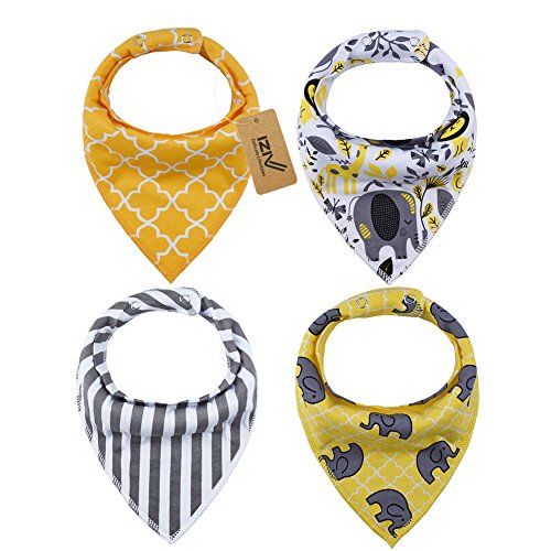 Preisvergleich Produktbild iZiv 4er Set Baby Bandana Geifer Lätzchen mit Justierbarem Druckknöpfen, Wasserdichte Baumwolle Auskleidung für 0-2 Jahre (Farbe-9)