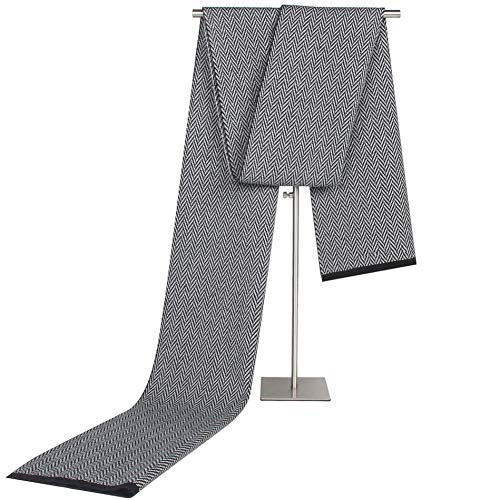 Écharpe d'hiver hommes mode noir vintage - Châle doux chaud écharpes fines rayures