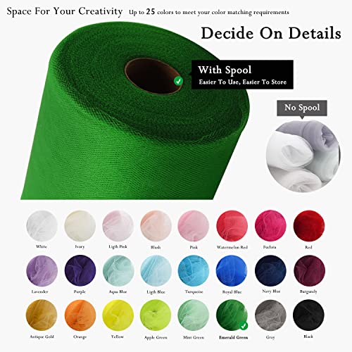 Image of Emerald Green Tulle Fabric Rolls 54 Inch by 40 Yards Tulle Bolt Spool for Wedding Decorations Christmas Gift Wrapping DIY Tutu Baby Shower Table Skirt Ceiling Decor Birthday Party Craft Supplies