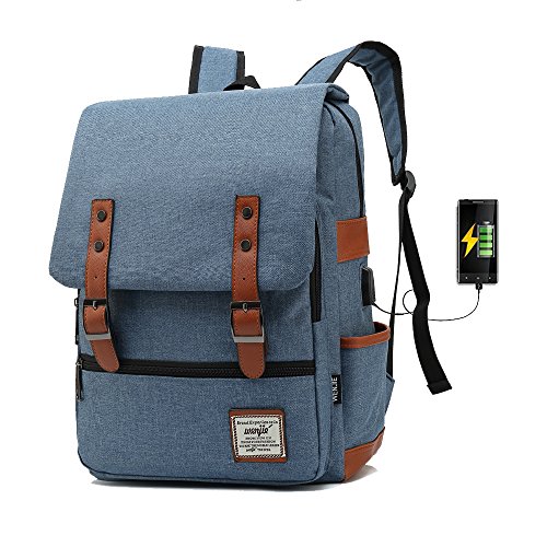 ACPBAGS 17inch Casual Unisex Waterproof Oxford School Backpack Rucksack (Denim Blue)