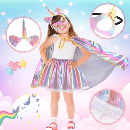 Disfraz de unicornio para niñas con falda tutu y capa miniatura 4