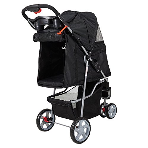 Dporticus 3 Wheel Pet Stroller Folding Carrier City Walk Strolling Cart for Dog、 Cat and More Multiple Colors