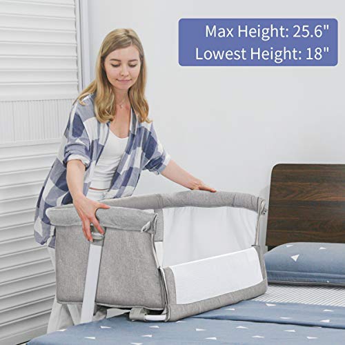 Ronbei Baby Bassinet, Bedside Sleeper,Baby Bed To Bed,Babies Crib Bed, Adjustable Portable Bed For Infant/Baby Boy/Baby Girl/Newborn (Light Grey) #TOP2
