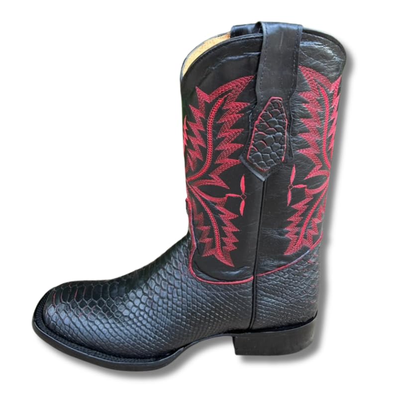 Image of Men's Alex Exotic Caiman Python Western Cowboy Boots Square Toe Pull On Tall Shaft bota de vaquero para hombre