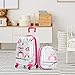 COSTWAY 2tlg Kinderkoffer + Rucksack, Kindertrolley aus Kunststoff, Kindergepäck, Kinder Kofferset Handgepäck Reisegepäck Hartschalenkoffer für Jungen und Mädchen (Rosa Eule, 12"+16")