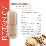 BOTANICY Inner Balance - 60 Ashwagandha Kapseln mit BIO KSM-66 - Alternative zu Anti Stress Tabletten - Indische Schlafbeere, Ginkgo Biloba, Rosenwurz, Vitamin B5 und B9 plus Zink - Laborgeprüft