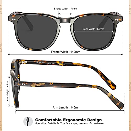 Carfia Retro Polarized Sunglasses For Men Uv Protection Hand-Crafted Acetate Frame Driving Sun Glasses Ca5285-L #TOP4