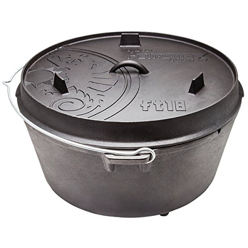 Feuertopf ft18 aus Gusseisen Deckel auch als Pfanne nutzbar mit Füßen • Dutch Oven Schmortopf Grill Topf Töpfe Bräter