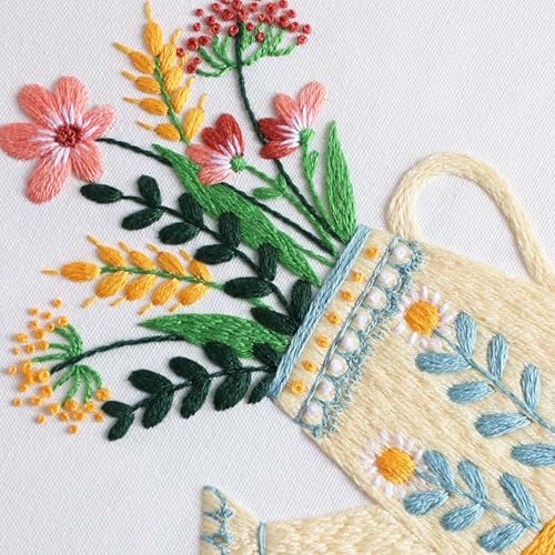 Image of GLTAYLMY 3pcs Embroidery Starter Kit with Vase Pattern, Stamped Cross Stitch Kits for Beginners Adults with Embroidery Hoop and Instructions, Hand Embroidery Kit