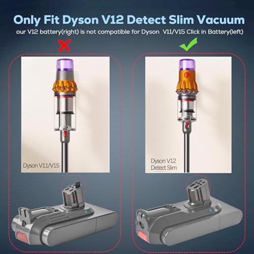 Image of Batryuic Upgraded 6000mAh V12 Battery Compatible for Dyson V12 Detect Slim Vacuum Cleaner for Dyson V12 Battery Replacement Replace Pt No. 965470-01, SV20, SV26, SV30, SV34, SV35, SV46