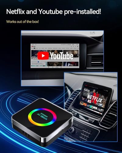 Image of Roger AI Box, Android 13.0 Wireless CarPlay & Android Auto Adapter, Built-in Netflix & YouTube, Apps from Play Store 5G WiFi, Compatible with Wired CarPlay Vehicles Only