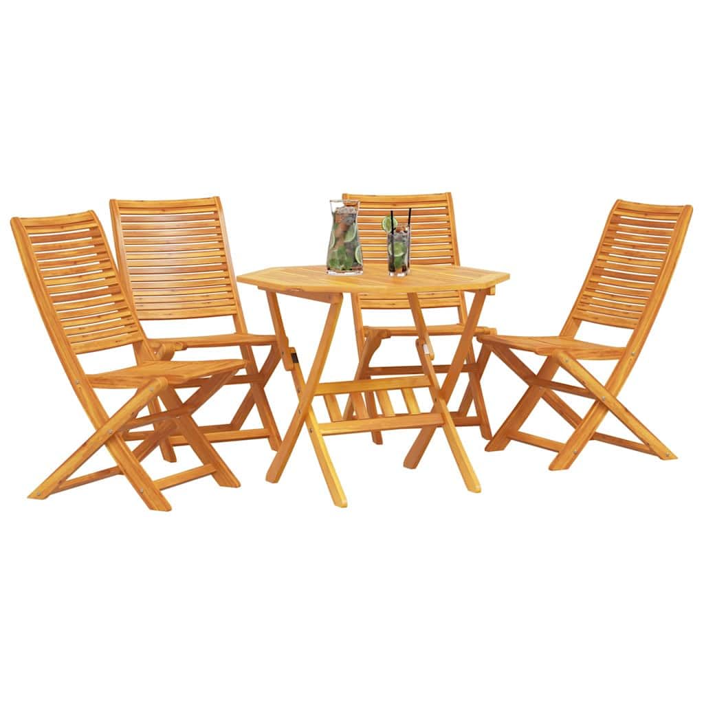 vidaXL Set da Pranzo per Giardino 5 pcs Marrone, Set da pranzo all'aperto, tavolo in acacia rustica, arredo giardino e terrazza, posti resistenti alle intemperie