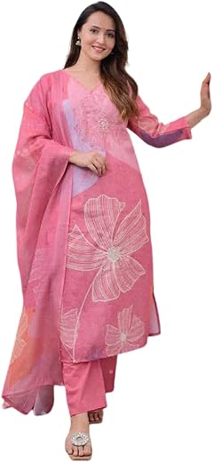 Velaca Enterprise New Shifli Linen Cotton Suit Set. (XL) Pink