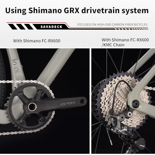 SAVADECK Carbon Gravel Bike, T800 Carbon Frame, Shimano GRX600 11-Speed Groupset, Hydraulic Disc Brakes, 700C x 40mm Tires for Road & Off-Road Adventure (51cm, Gray) - Thumbnail 6