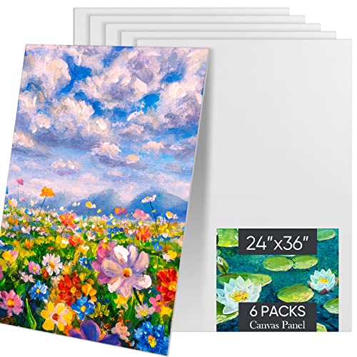Ctosree 6 Pack Artist Canvas Panel Boards 24 X 36 Inch White Blank Flat Canvas Board 11Oz Primed Acid Free Cotton Canvases For Painting Art Supplies Paint Canvases For Acrylic Oil Watercolor Gouache #TOP30