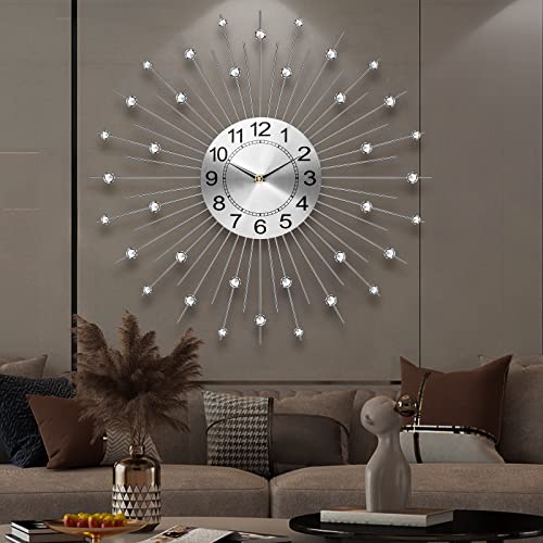 Large Wall Clock Metal Mid Century Decorative Wall Clock For Living Room Decor, 24 Inch Silent Battery Operated Big Wall Clocks Modern Home Wall Art For Bedroom,Kitchen,Dining Room,Hotels,Office #TOP5
