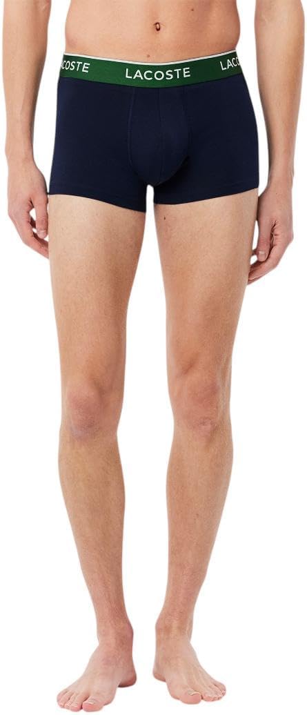 Lacoste mens Cotton Stretch Tricolor Waistband Trunks, 3-pack