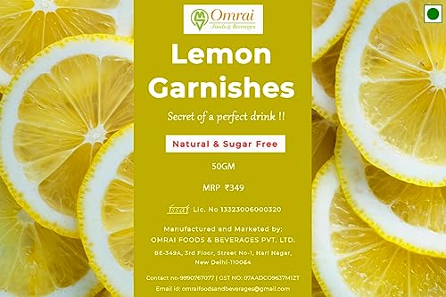 Image of Omrai Foods Dried Lemon Slices Garnishes 50GM (Pack of 2) | Dehydrated Lemon Fruit Garnish for Cocktails, Mocktails, Detox Water, Tea | 100% Natural Air Dried Fruit for Decoration