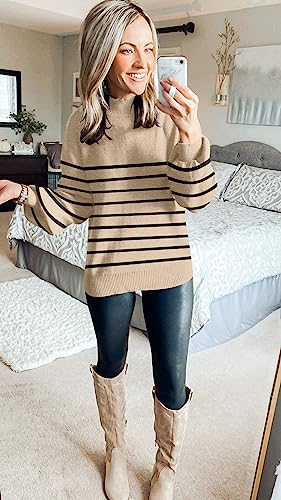 Image of ZESICA Women's 2026 Fall Striped Pullover Sweaters Tops Fashion Outfits